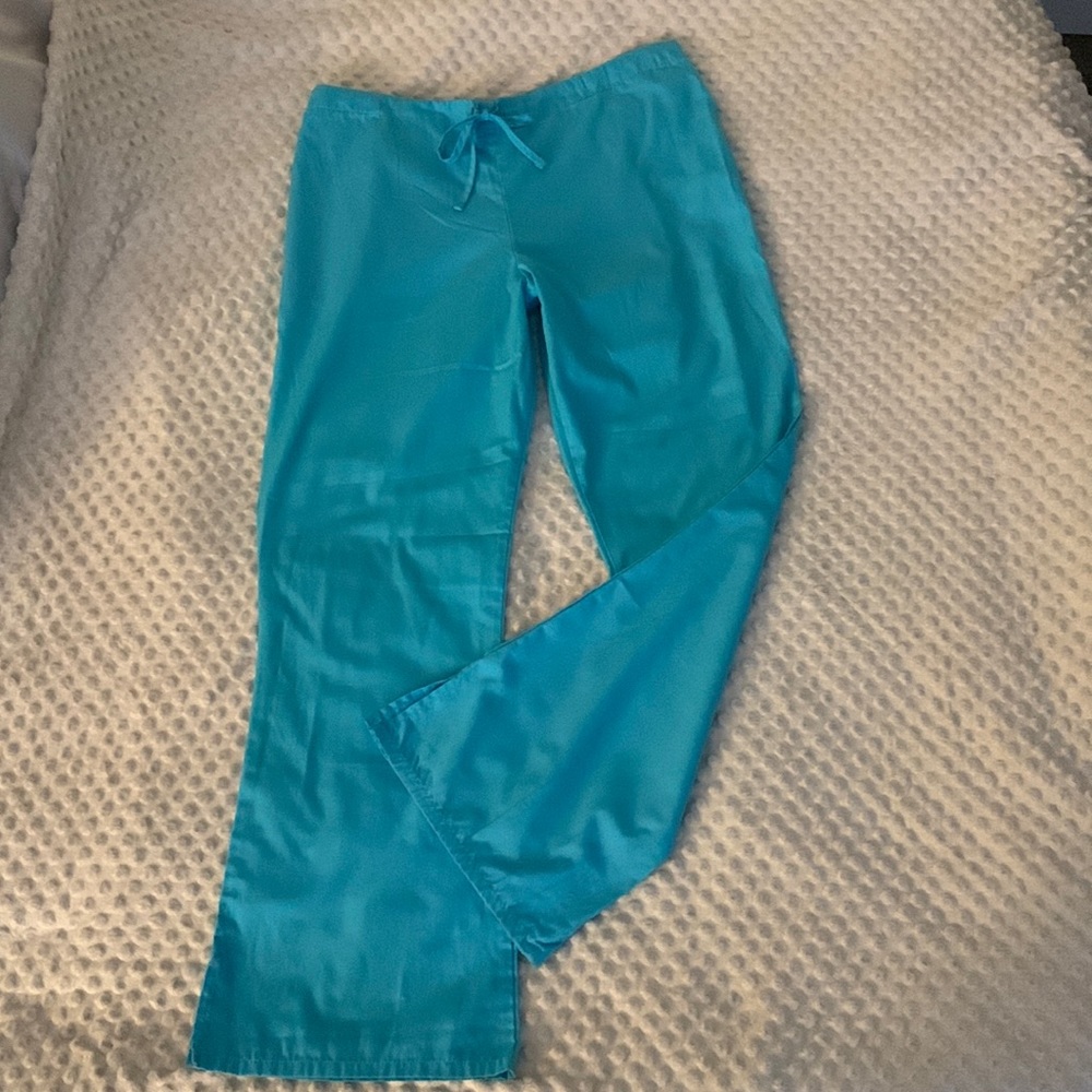 Cherokee Workwear Turquoise Drawstring Elastic Back Scrub Pant with Slits L